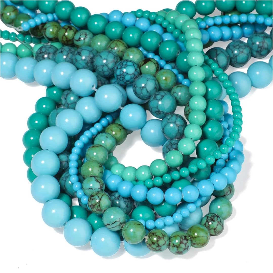 3 4 6 8 Turchese Howlite Perle Rotonde Liscia Pietra Naturale Distanziale Perline Per La Collana Del Braccialetto Gioielli Fai Da Te