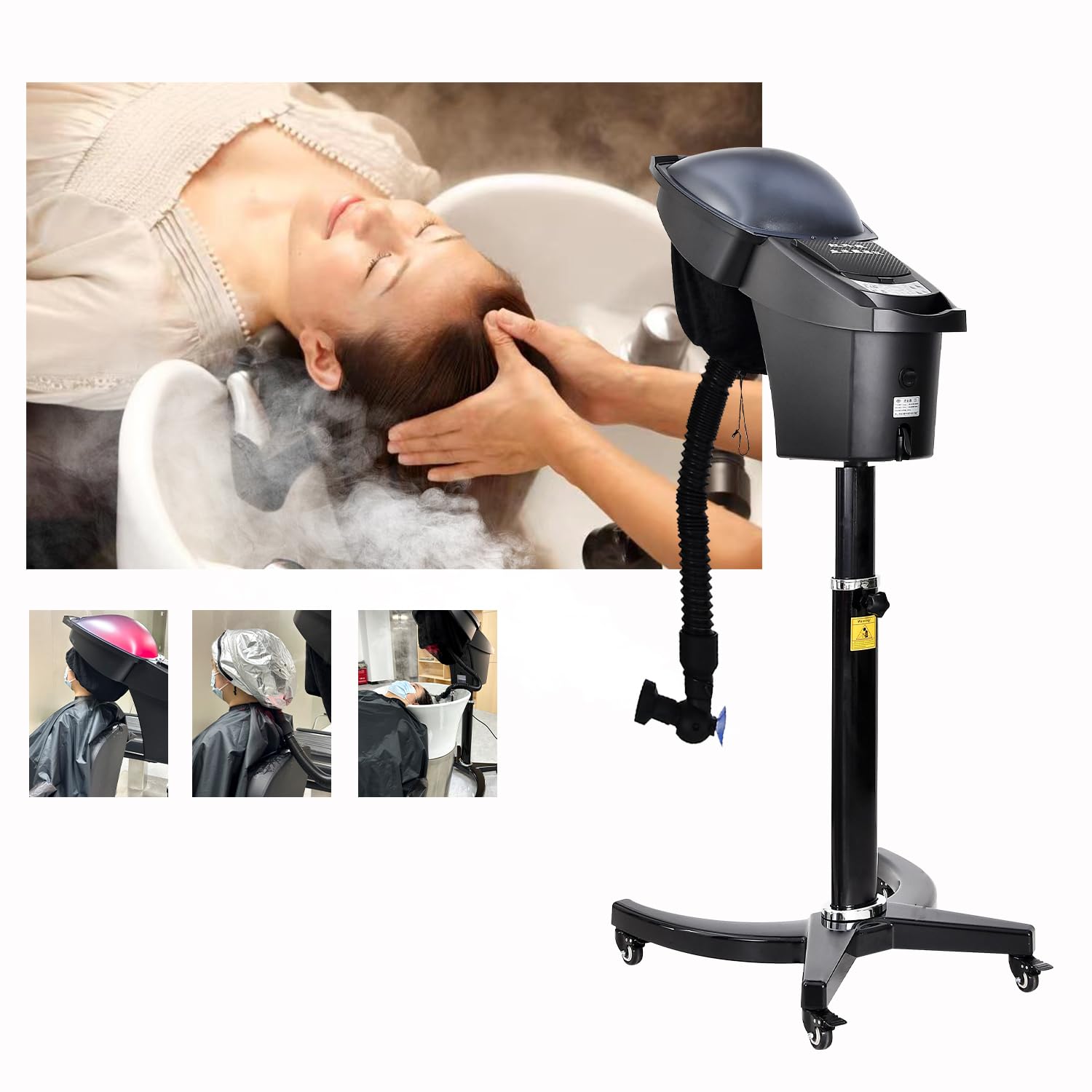 Professional Hair Salon Steamer Ozone Micro Mist Hair Steam Mister Hooded 7 Color Light with UV Protect Coat for Natural Hair Caring