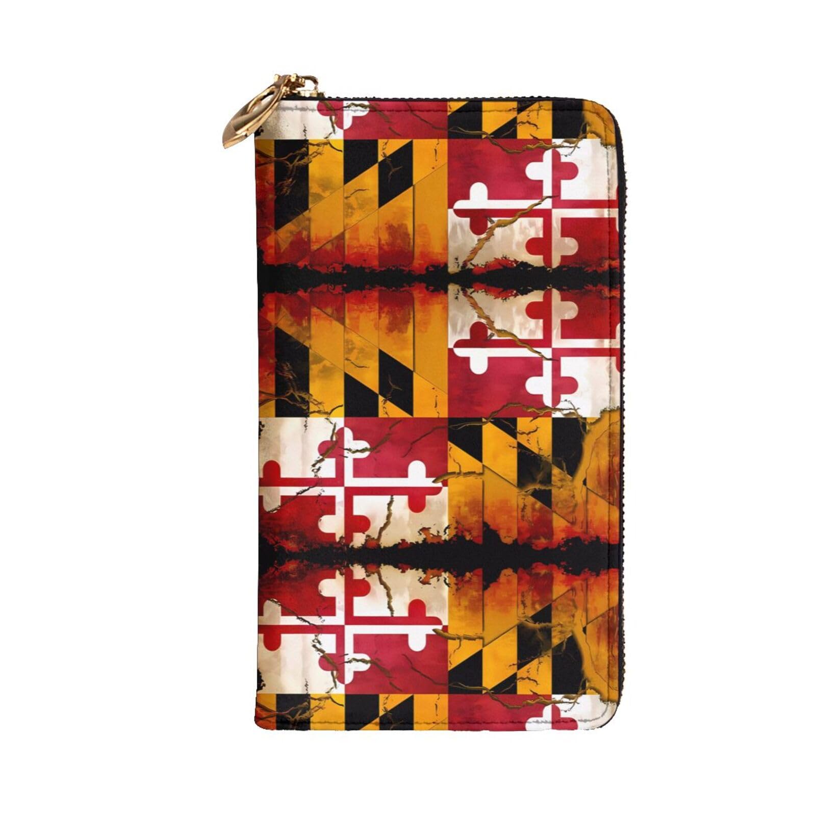HerYng vintage wooden maryland flag Long Zip Clutch Wallet - Unisex Phone Case with Credit Card Slots, Coin Compartment, Cash Slot