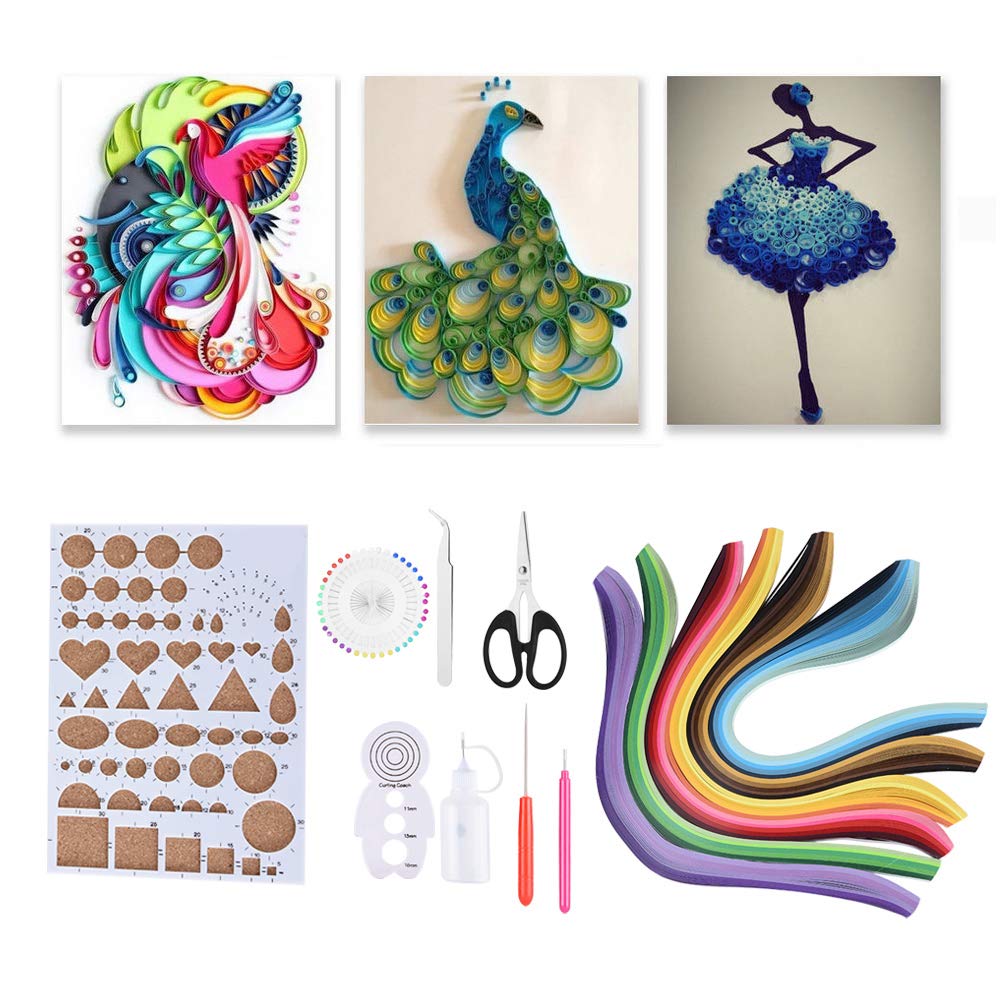 14Pcs Paper Quilling Kits, 6 Colors Quilling Strips Crafts Tool Set, Paper Quilling Kit for Kids and Adults