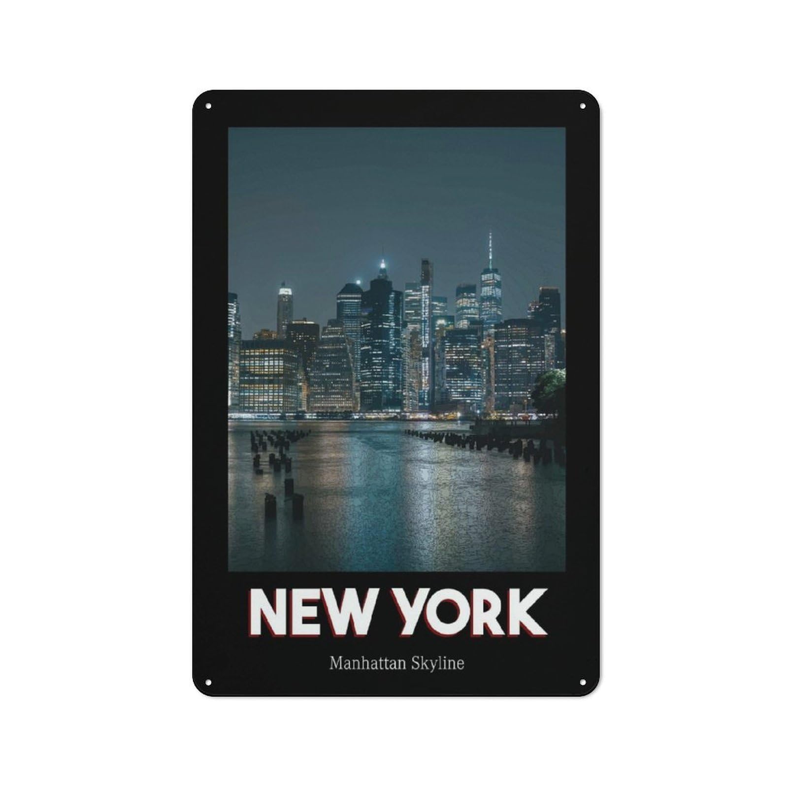 Understated Manhattan Skyline Metal Wall Plaque 30x20cm, Creative Space Decor for Office, Study, Studio Or Hallway