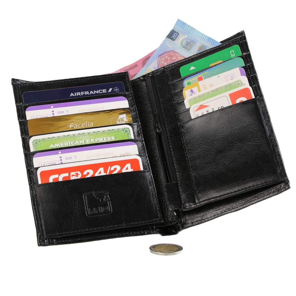 TK01 - Portefeuille Cuir Noir/Portefeuille Homme / 15x11