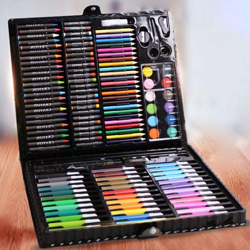 Image of TEKCOOL 150 Pieces Art Set for Kids with Case, Art and Craft Supplies Kit for Drawing and Painting, Color Set with Markers, Water Colors, Brush, Color Pencils, Crayons (Pack of 1, Black)