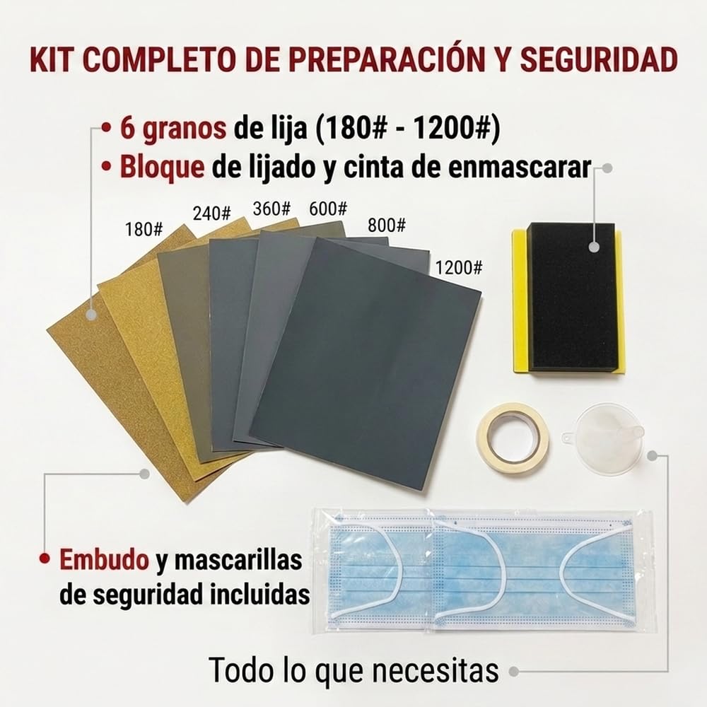 Kit de Restauración de Faros con Líquido de Mantenimiento 2x800g