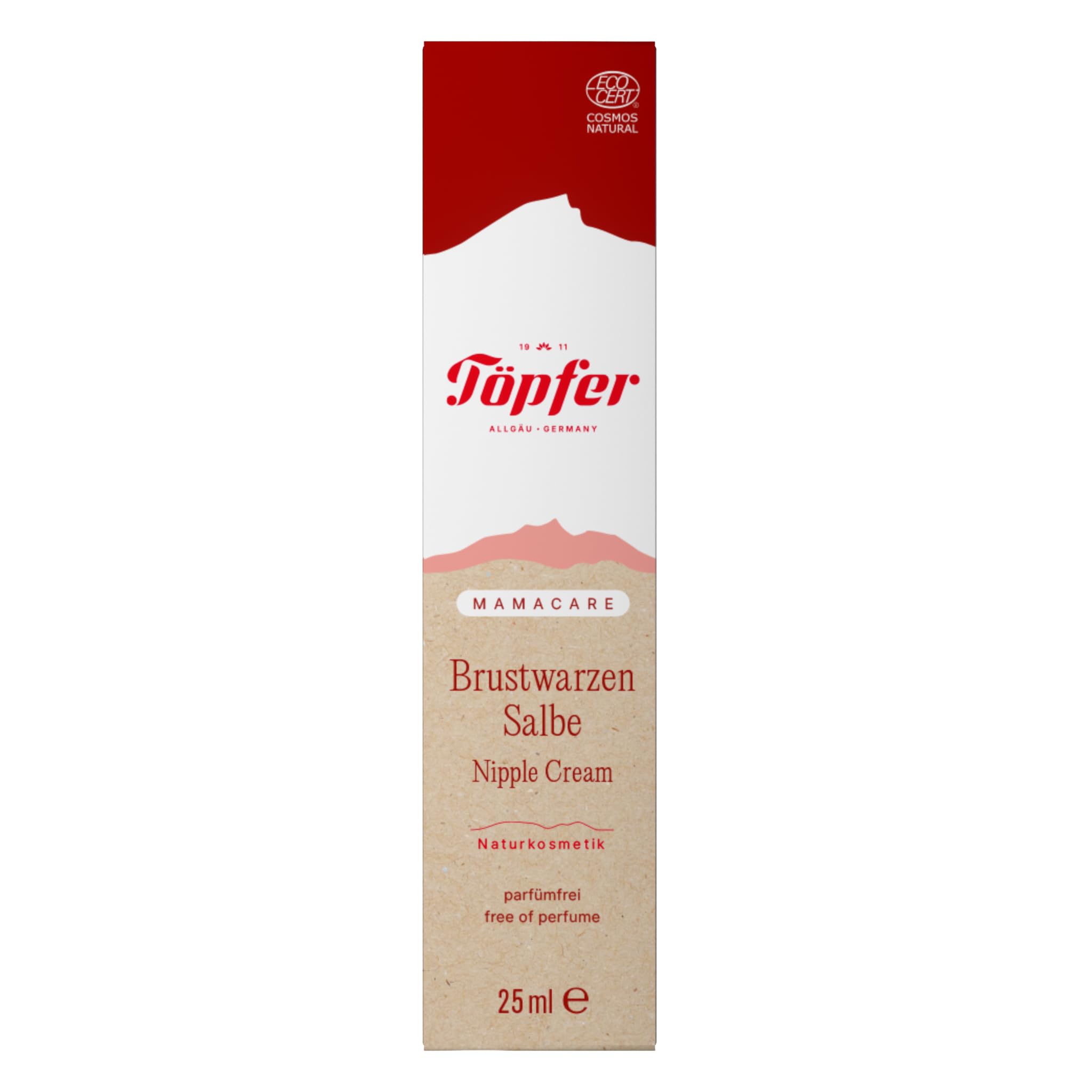 Töpfer Mamacare Brustwarzensalbe – pflegende Creme für die Stillzeit – mit Bio-Ringelblume – ohne Lanolin & parfümfrei – 6x25ml