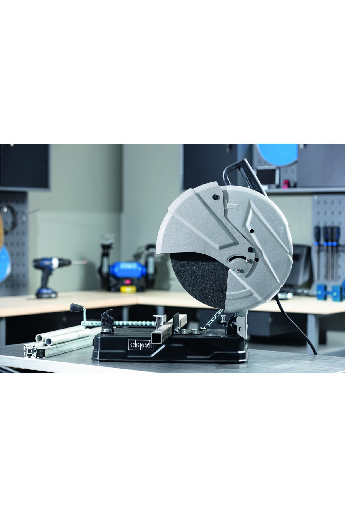 Scheppach Kesme Kesici MT150 Metal Testere Metal Kapptestere | Kesme yüksekliği maks. 115 mm | 230 V 2600 W | 4200 dev/dak-1 | Kesme diski Ø 355 x 25,4 mm | Eğim açısı 0-45°