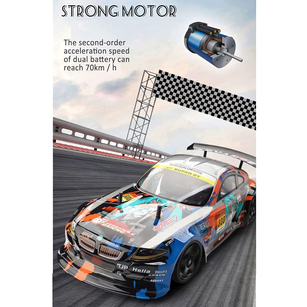 WOLWES Auto RC Auto da Corsa a Drift Veloce da 70 km/h, Veicolo RC da Arrampicata Elettrico da 2.4 Ghz Buggy RC da Drift Elettrico ad Alta velocità 4WD, Camion Giocattolo per Hobby con 2 Batterie, Reg