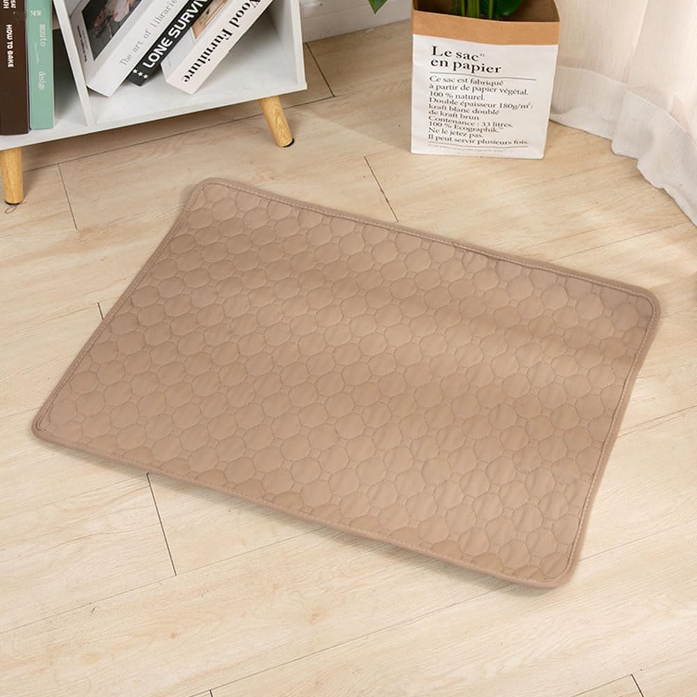 Chickwin Reusable Puppy Pads, Absorbent Puppy Training Pads Washable Dog Training Pads, Non-Slip Large Pee Pads Dogs for Travel, Car, Home (70x100cm(2Pack),Khaki)