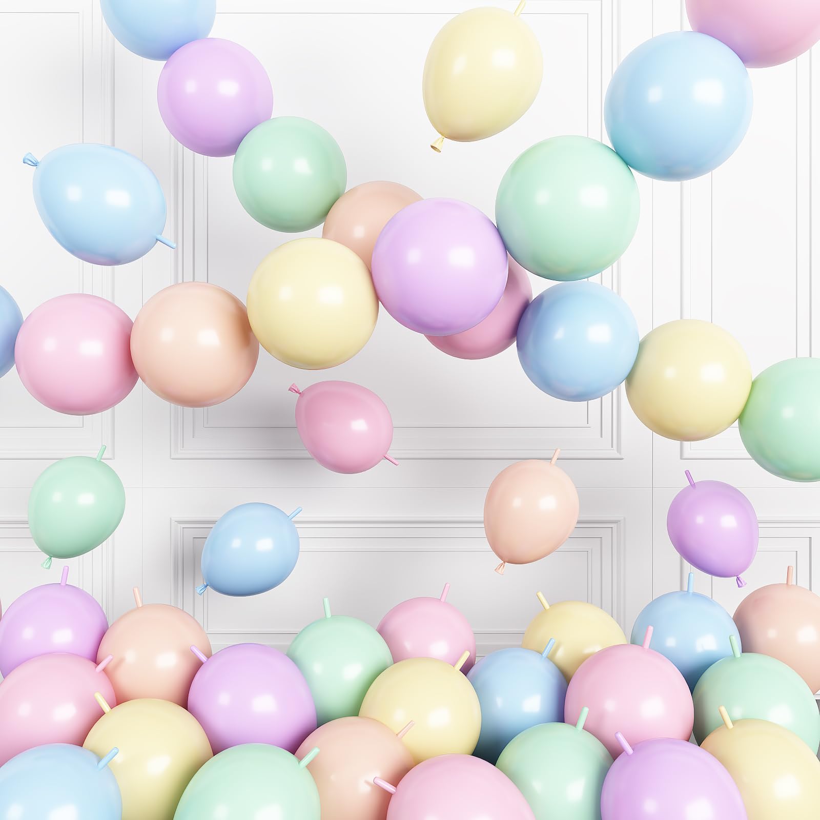 Colorful Link Balloons,120Pcs 6Inch Pastel Linking Balloons
