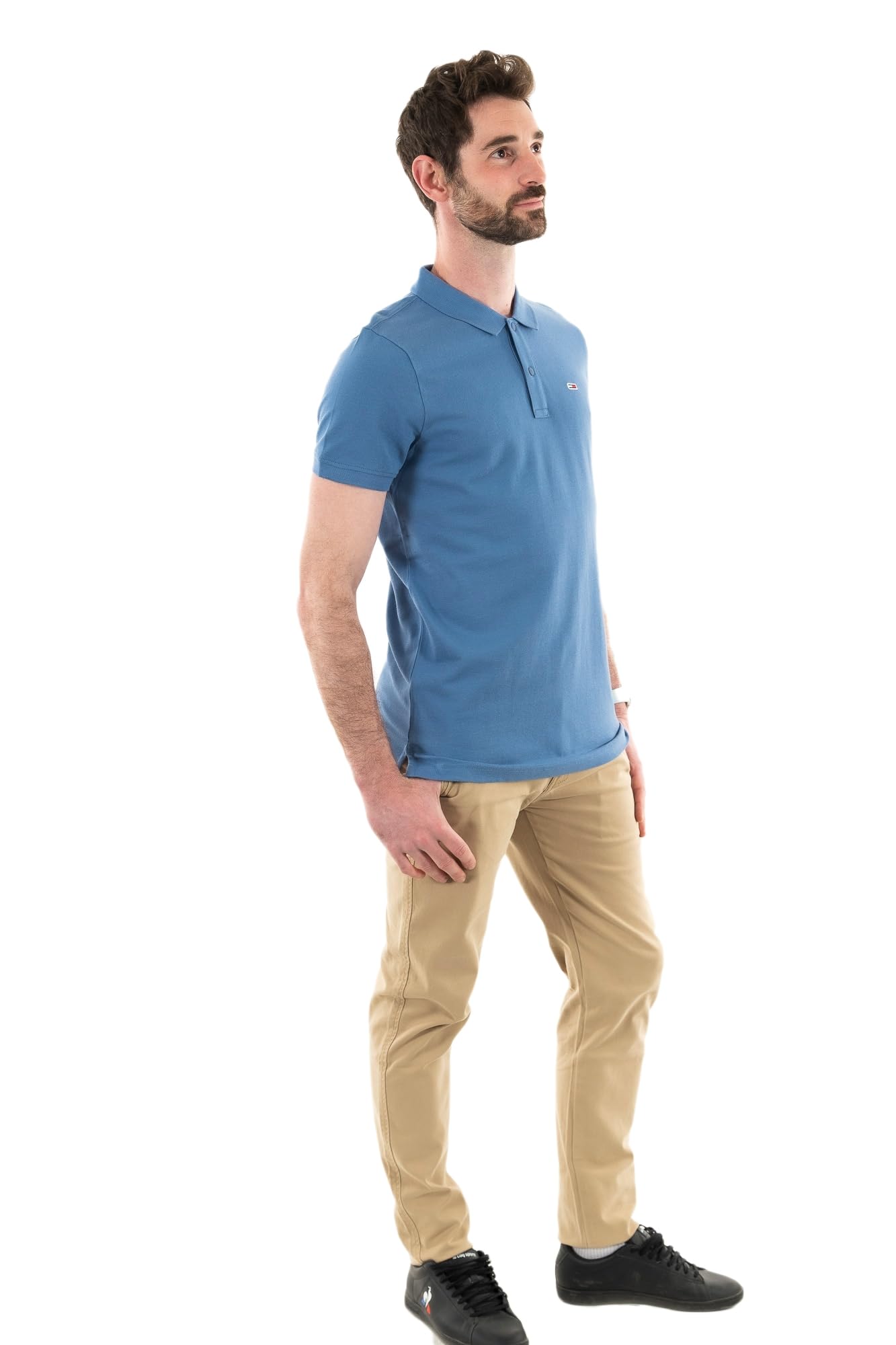 Tommy Jeans Men's Tjm Slim Placket Polo Ext Dm0dm18312 S/S Polos, Blue (Charmed), XS