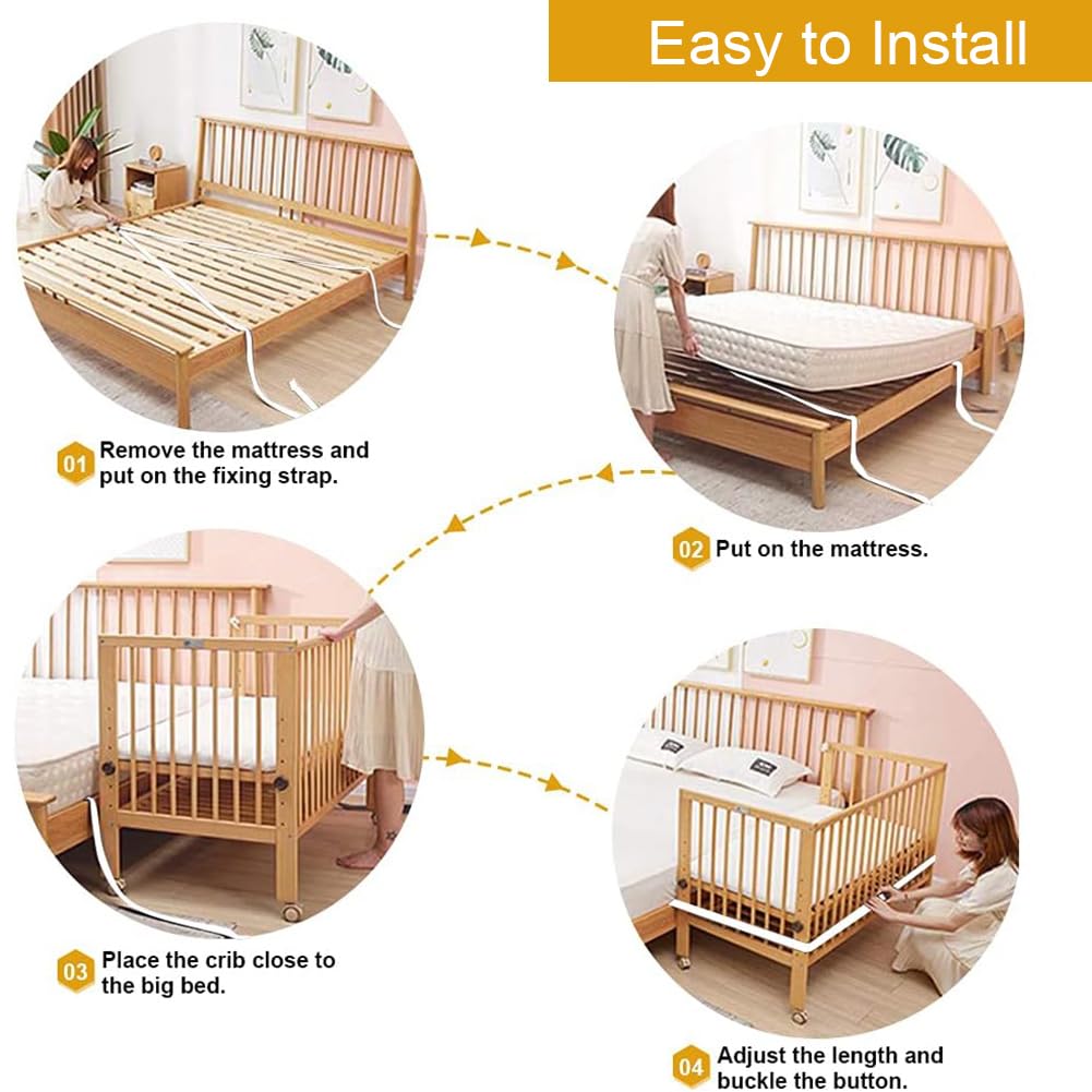 Cutiolly Baby Bed Strap,6m Baby Bed Fixed Strap,Adjustable Cot Connector,Children's Bed Anti-moving Strap,Baby Furniture Secure Strap,Adjustable Side Bed Attachment Straps for Box Spring Beds - Image 4