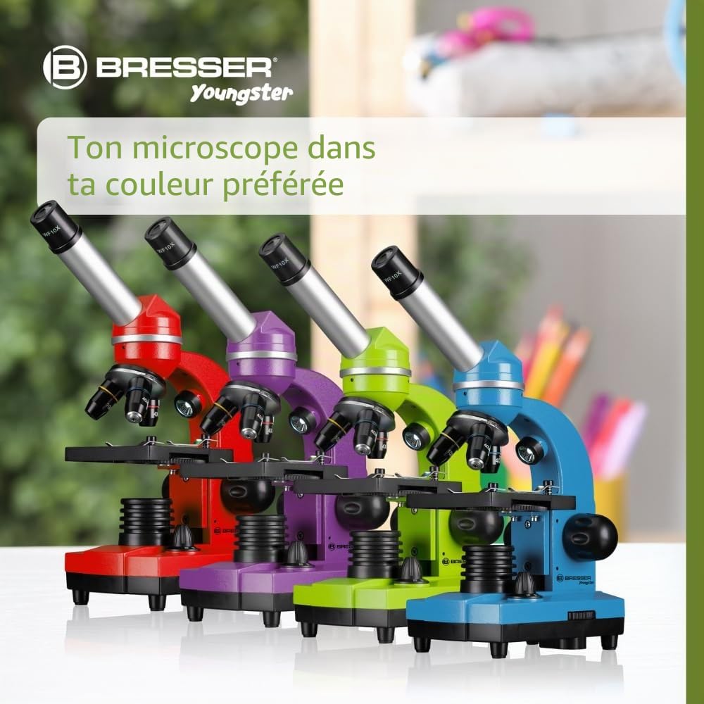 Bresser Junior BIOLUX SEL Microscope d’écolier avec Porte-Smartphone, Zoom à lentille de Barlow, pour Enfants et Adultes