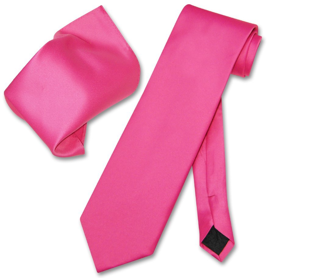 Vesuvio Napoli Solid Color NeckTie &amp; Handkerchief Pocket Square Men's Neck Tie Hanky Set