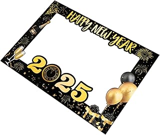 Abaodam Fotorahmen Schwarz-Gold für Neujahr Party-Requisiten für Silvesterfeiern Foto-Dekoration für Geburtstage und Hochzeiten Vielseitig Einsetzbar als Bilderrahmen und Fotobox-accessoir