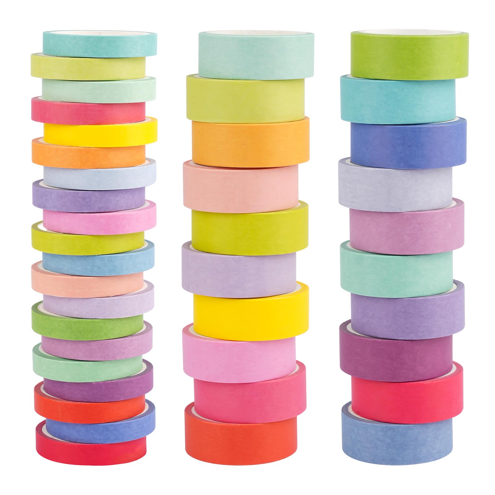 Tikplus Washi Tape Set, Regenbogenfarben Masking Tape, Dekorative Washi Tape Kinder, Beschreibbar Klebeband Bunt für Planer Scrapbook, Bullet Journals, DIY Handwerk, Verpackung