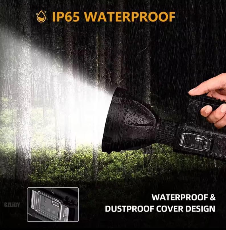 Image of CBEX Rechargeable Spotlight, Super Bright 100,000 LM LED Flashlight Handheld Spotlight 8000mAh Long Lasting Large Flashlight Searchlight and Flood Camping Flashlight with Foldable Tripod (CB-RE20)