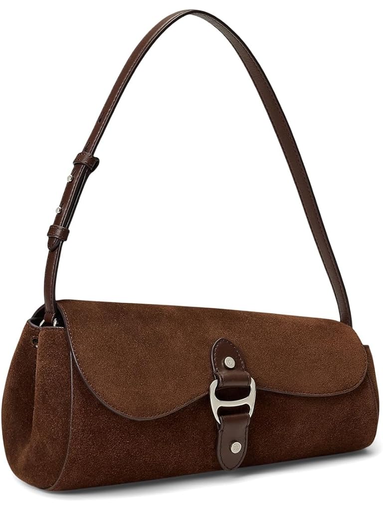 Black Lauren Ralph Lauren Suede Leather Medium Tasha East-west Shoulder Bag