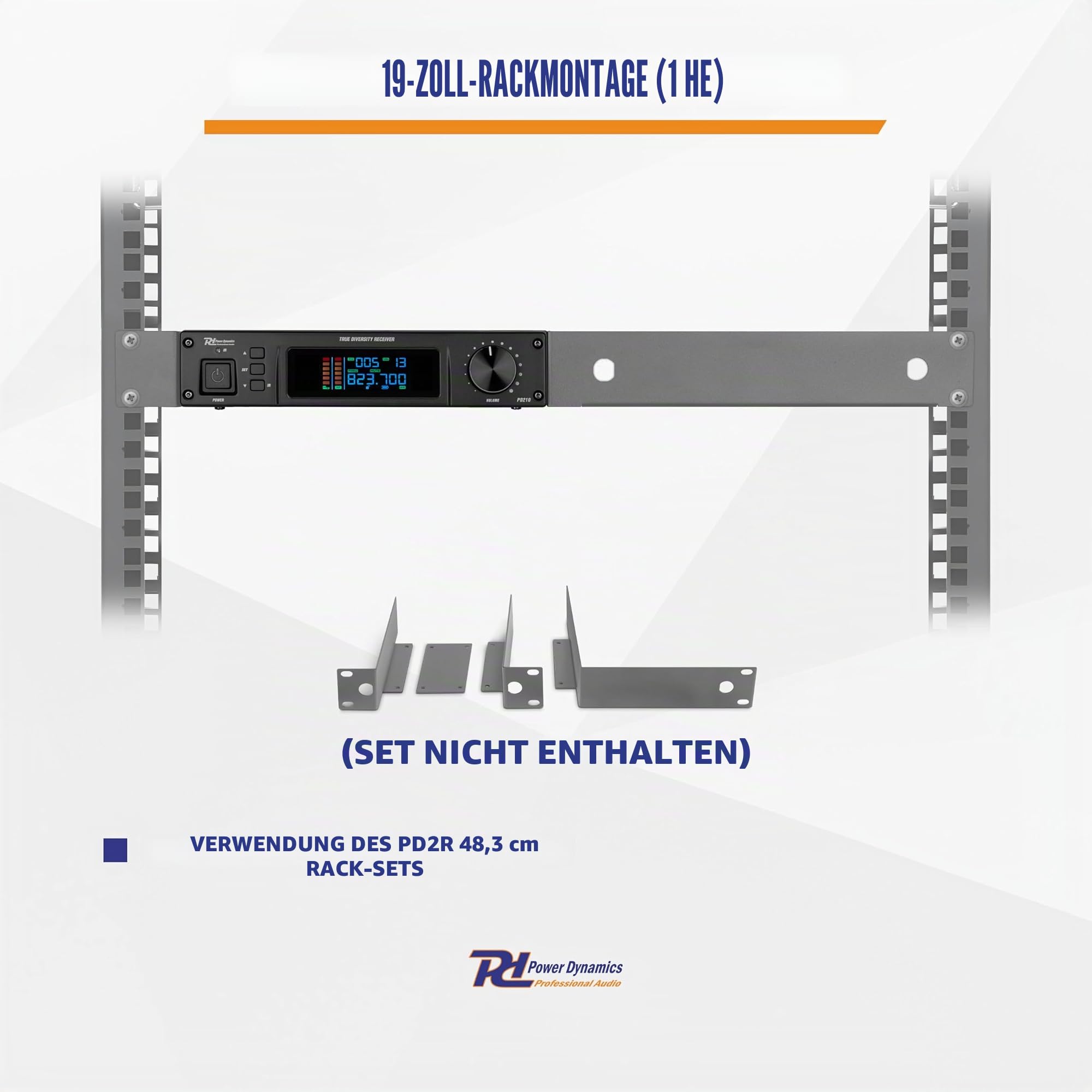 Power Dynamics PD210 UHF Mikrofon Set - 1 Drahtloses Funkmikrofon, UHF True-Diversity System Mikrofon Verstärker, Mikrofon Funk für Bühne & Events, Mikrofon-Set mit Verstärkeranschluss