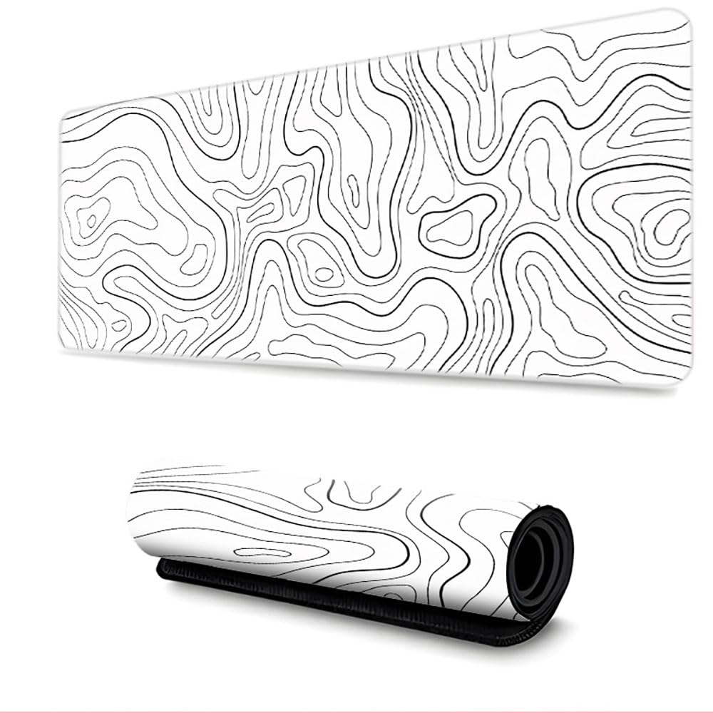 Surwin Alfombrilla para Ratón Grande Gaming Mousepad, Impresión HD Teclado Almohadilla de Escritorio, Mouse Pad para Ordenador Gamers PC y Portátil Escritorio Base (300x600mm,Blanco 1)