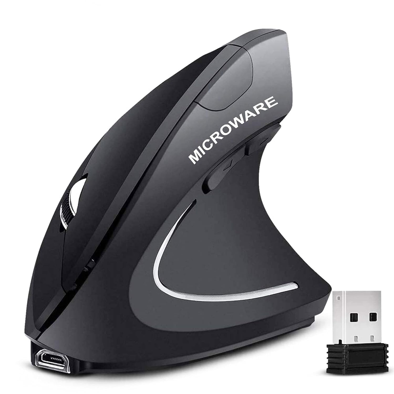 Microware 2.4g USB Wireless Vertical Mouse Rechargeable Ergonomic Optical Computer Mouse with 3 Adjustable dpi 1000/1200/1600 Levels 6 Buttons for Laptop, pc, Computer, Desktop, Notebook - Black (B07F64R5N3) Amazon Price History, Amazon Price Tracker