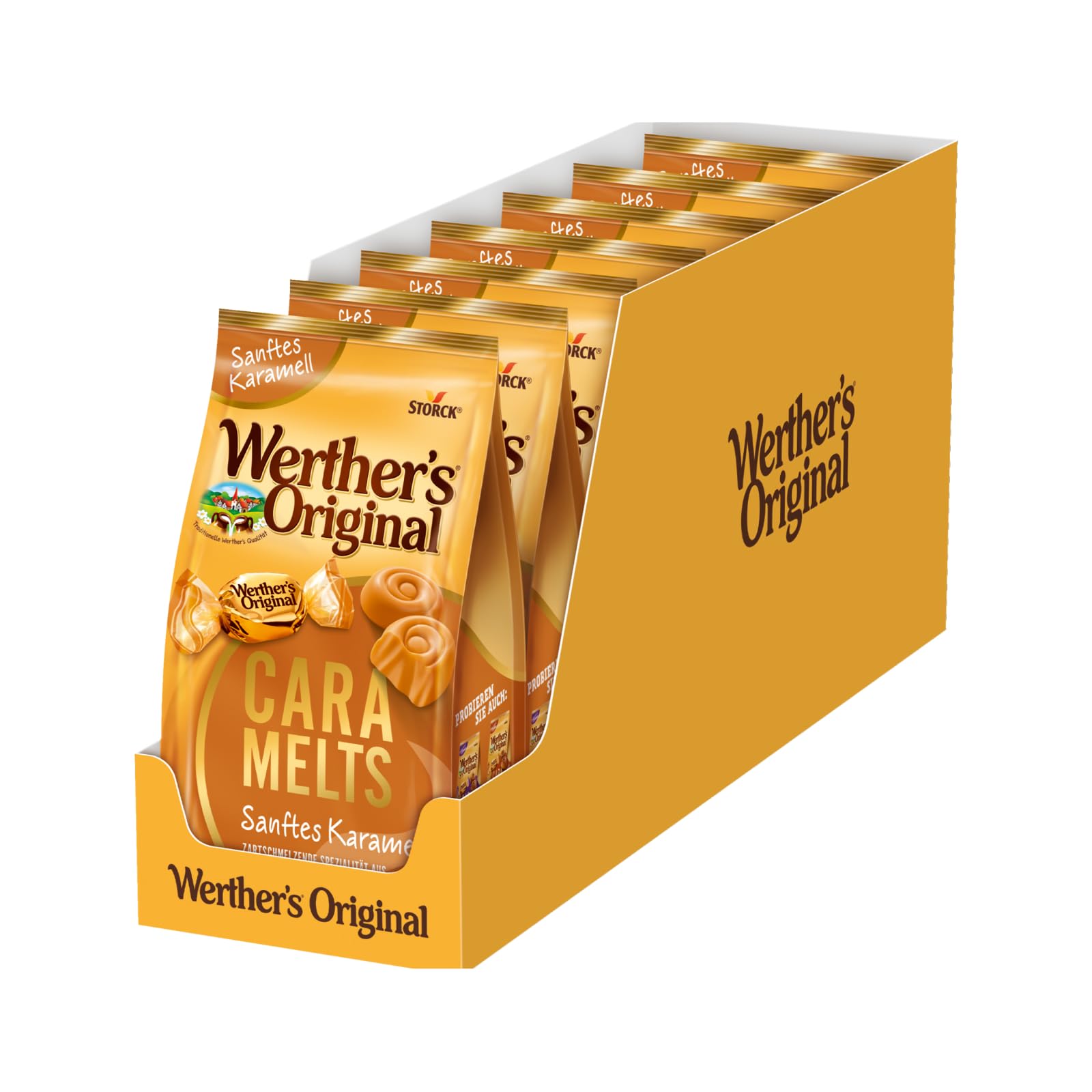 Werther's Original CARAMELTS Sanftes Karamell – 7 x 153 g – Zartschmelzendes Karamell-Konfekt - Einzeln verpackte Karamellspezialitäten