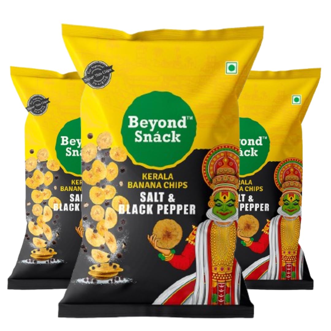 Beyond Snack Kerala Banana Chips -Salt and Black Pepper 300g (100gX3 Packs)