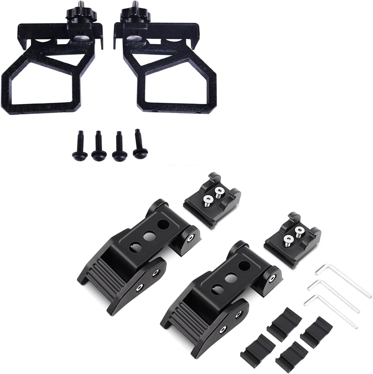 High Lift Jack Mount Bundle with Hood Latch Lock Catch Compatible with Wrangler JK 2007-2018