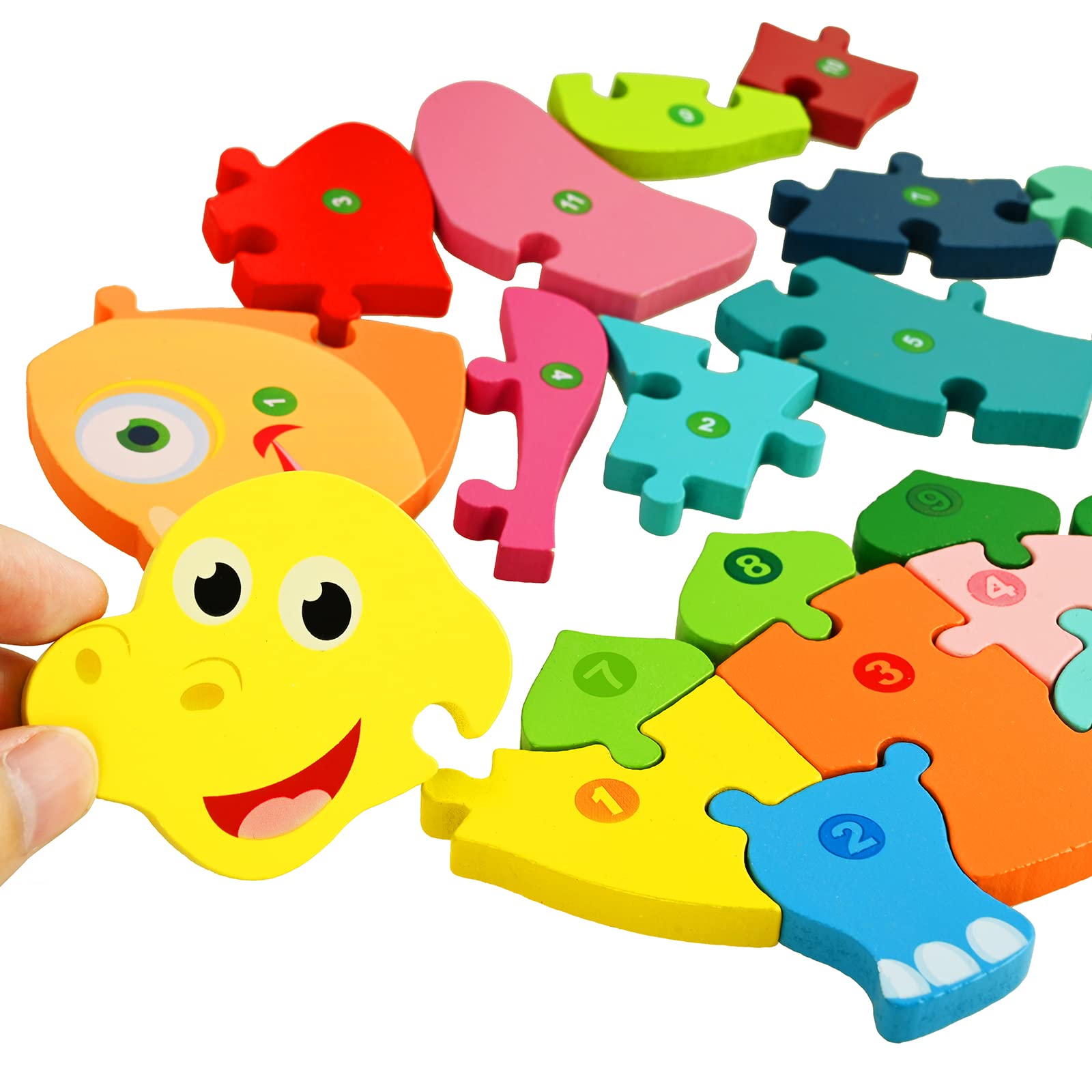 Faburo Holzpuzzle Ab 2 Jahre – 112 Teile, 8 Tiermotive, In Blechdose, Lernspielzeug
