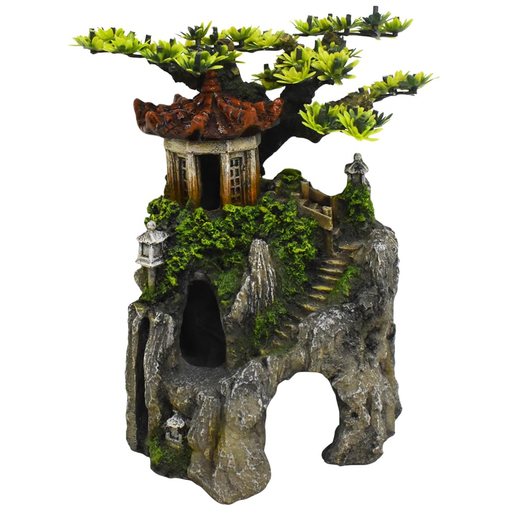 Nobby Aqua Ornaments Tempel MIT FELSHÖHLE mit Pflanzen 16 x 14 x 22,5 cm