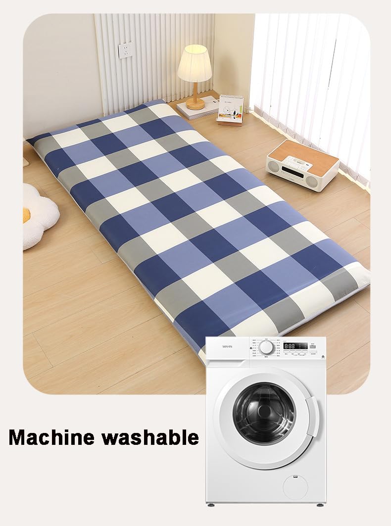 Blu,80 * 200cm,100% Cotone Pavimento Futon Materasso Copertura Giapponese Futon Materasso Copertura con Cerniera Shikibuton Lenzuolo Copertura Morbida Pelle-Friendly Polvere Antipolvere