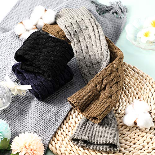 Image of SATINIOR Syhood 4 Pairs Cable Knit Leg Warmers Women Winter Knitted Crochet Knee Boot Stockings Cuffs Long Legging Socks
