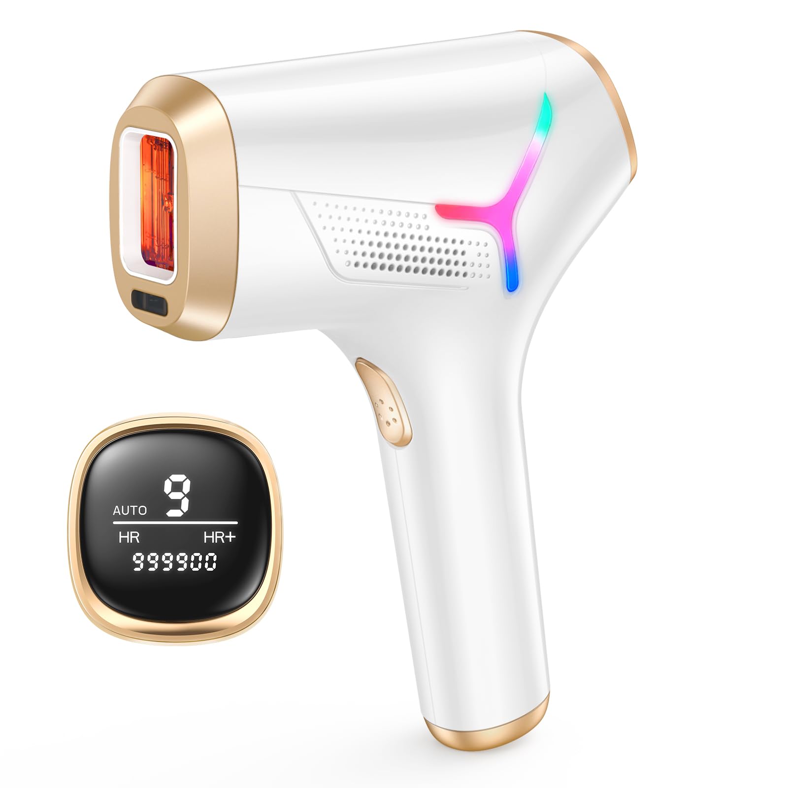 Haarlosy Depiladora de Luz Pulsada con Tecnología IGBT, 3 EN 1 HR/SR/HR Depiladora Láser Profesional, 9 Niveles de Energía Ajustable, Adecuado para Cuerpo, Rostro, Axilas y Piernas, GLY03