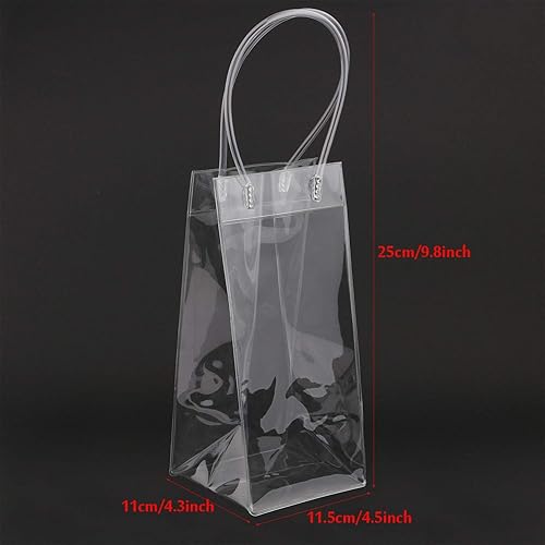 Miniatura 3 de Sdootjewelry Bolsa de hielo para vino, paquete de 12 botellas de vino transparente de PVC, bolsa de vino con asa para vino blanco, champán, cerveza