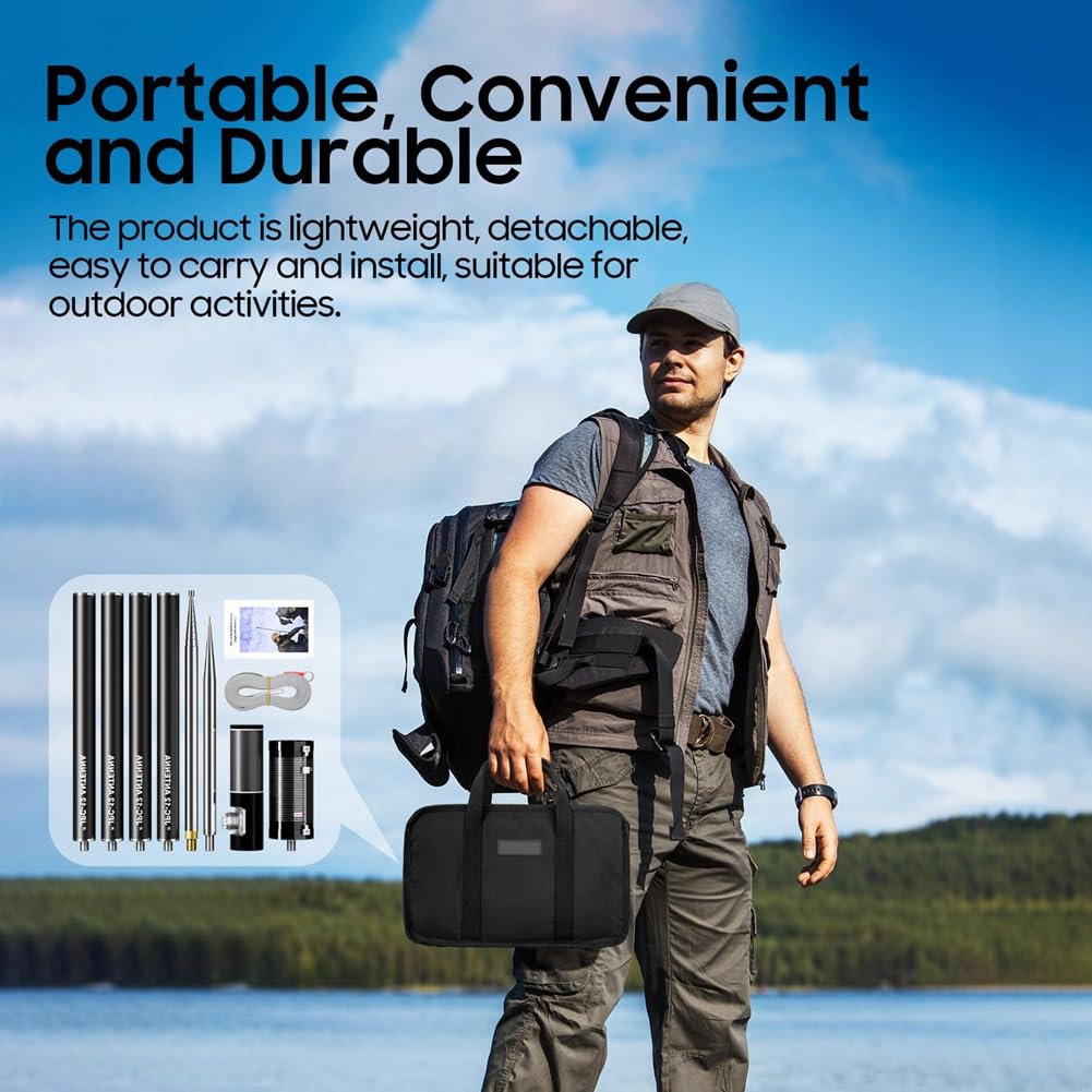 Antenne HF -12 HF all Band 7MHz-50MHz Antenna Verticale con Regolatore di Diapositiva per Ham Radio 40m-6m 8 Bande per All'Aperto