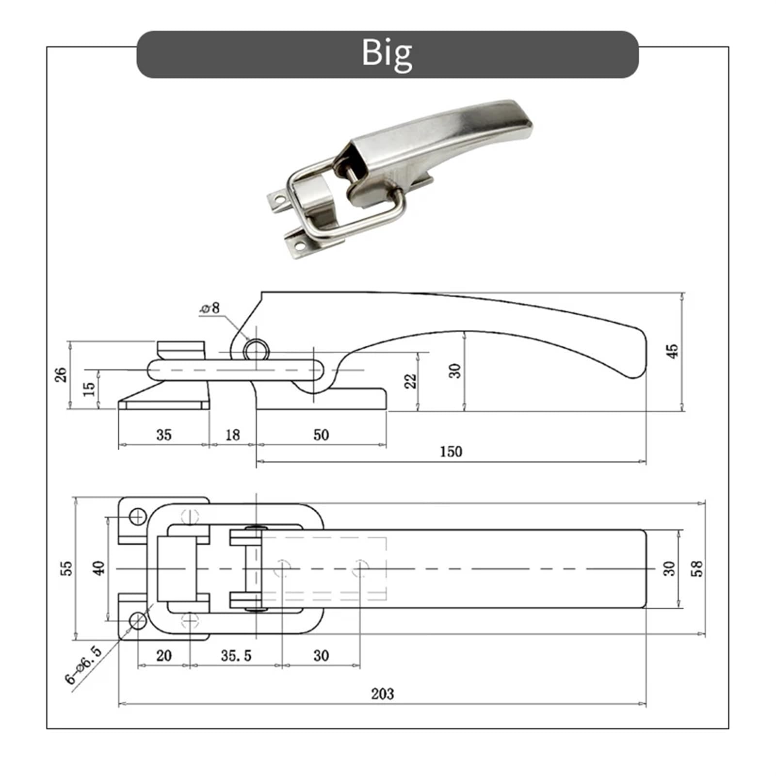 Heavy Duty Toggle Hasp Stainless Steel Large Toggle Hasp Latch Heavy Equipment Latch Door Lock Door 1Pcs(Big)