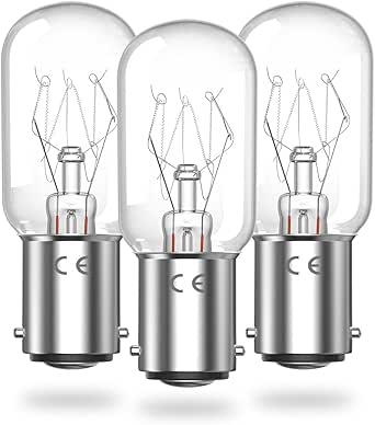 Luxvista Sewing Machine Bulb 15W Small Bayonet B15 Dimmable, T22 B15d Night Light SBC Pygmy Bulb Warm White 2700K For Sewing Machine, Fridge Light, Appliance Lamp (6-Pack