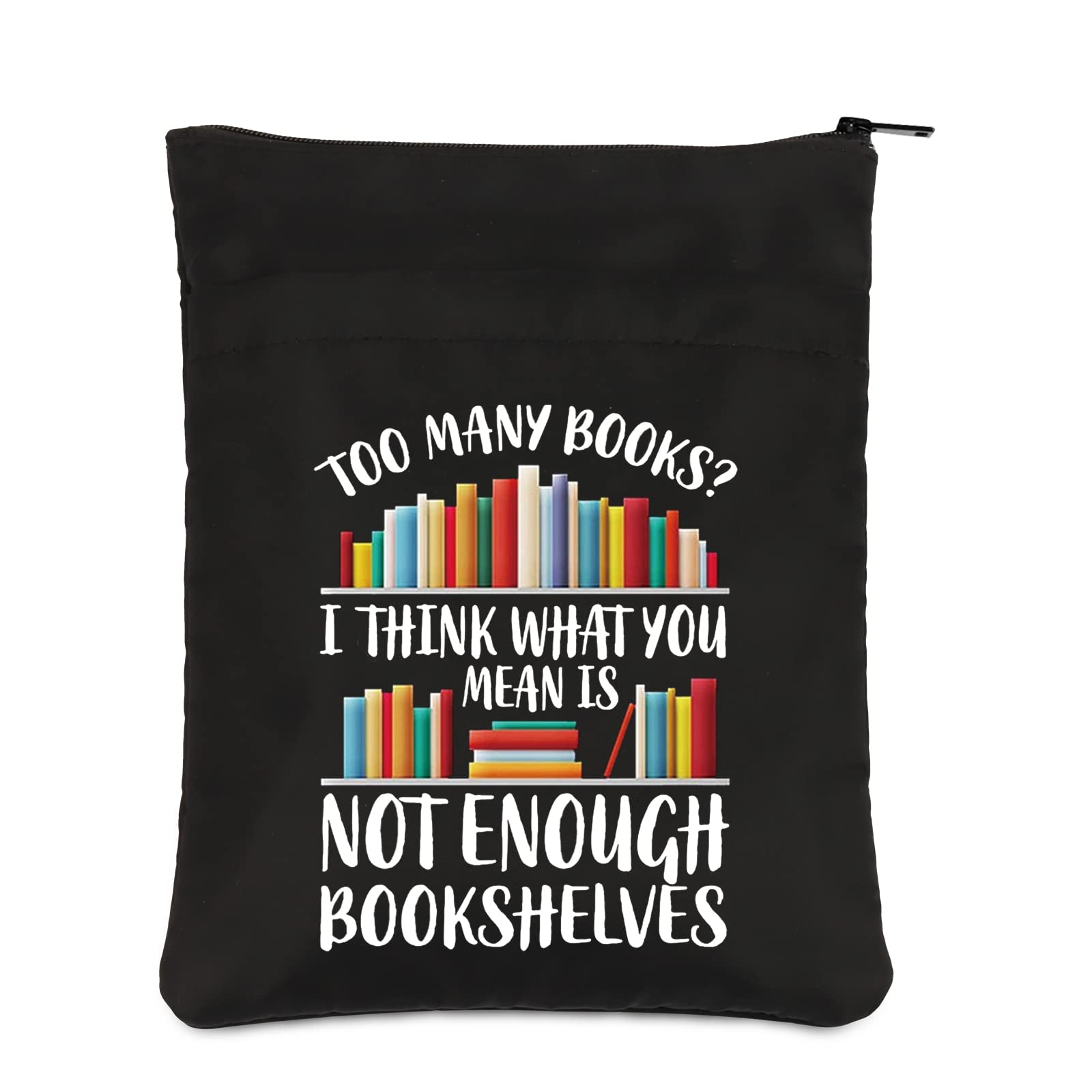 PLITIBookworm Book Sleeve Book Lover Book Bag Book Club Gift Literary Book Theme Book Protector Bookish Gift (Enough Bookshelves BSBL)