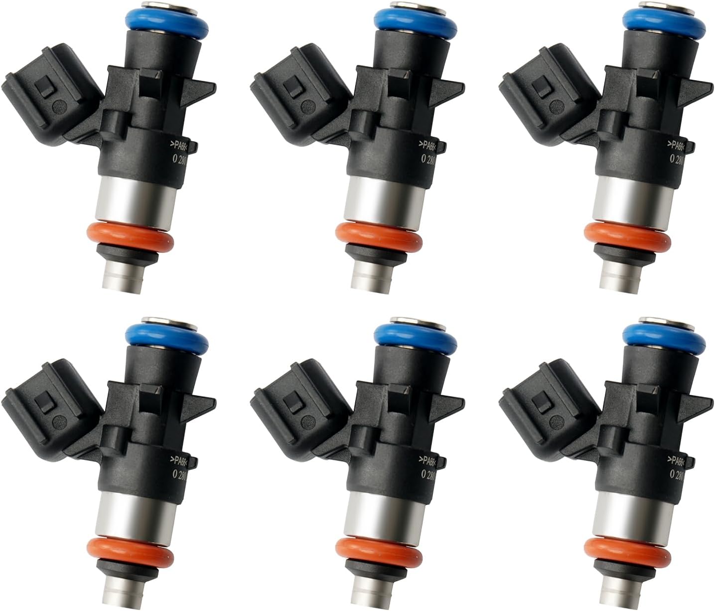 Set of 6 Fuel Injectors 4 Holes Compatible with 2011-2019 Dodge Challenger Charger Durango Journey Grand Caravan Chrysler 200 300 Jeep Grand Cherokee Wrangler RAM 1500 3.6 V6 Replace FJ1147 0280158233