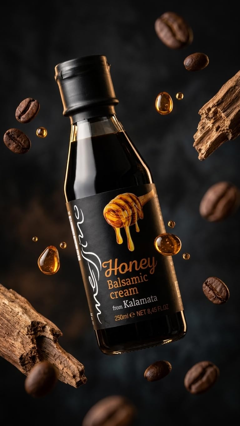 Messino Mezcla Gourmet de Cremas Balsámicas Griegas | Higos, Miel y Granada | Paquete de 3 x 250 ml (Total 750 ml) | Sin Azúcares Añadidos | Elaboración Tradicional