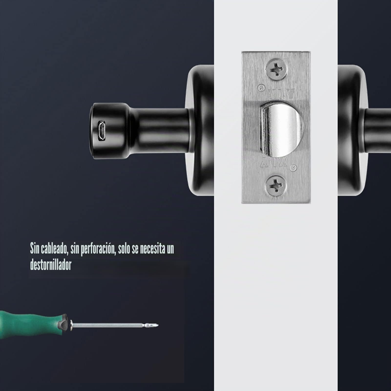Manija de Puerta Inteligente, Cerradura con Huella Digital, Contraseña Electrónica para Puerta de Habitación, Cerradura de Identificación Digital, Seguridad para Puerta Interior, de Apertura sin