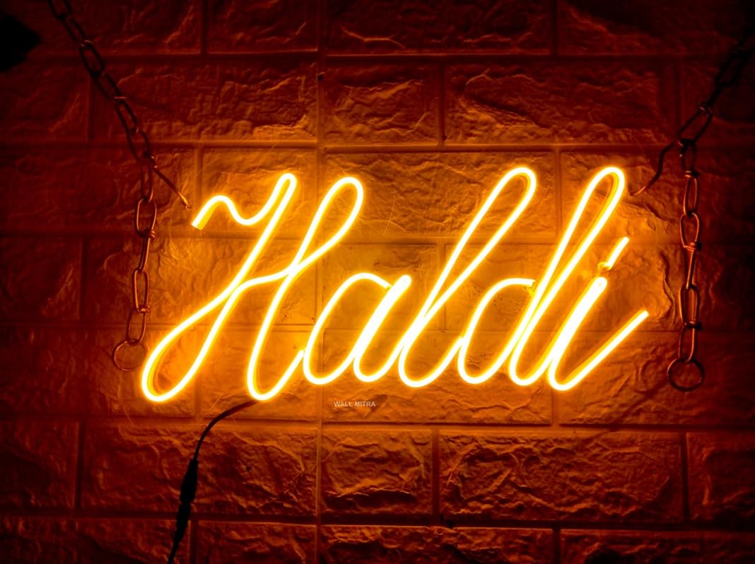 SG PRINT Haldi Neon Sign LED Light,Neon for Wedding Event, Gifts, and Wall Art Includes Adapter(12x18) yellow-image-6