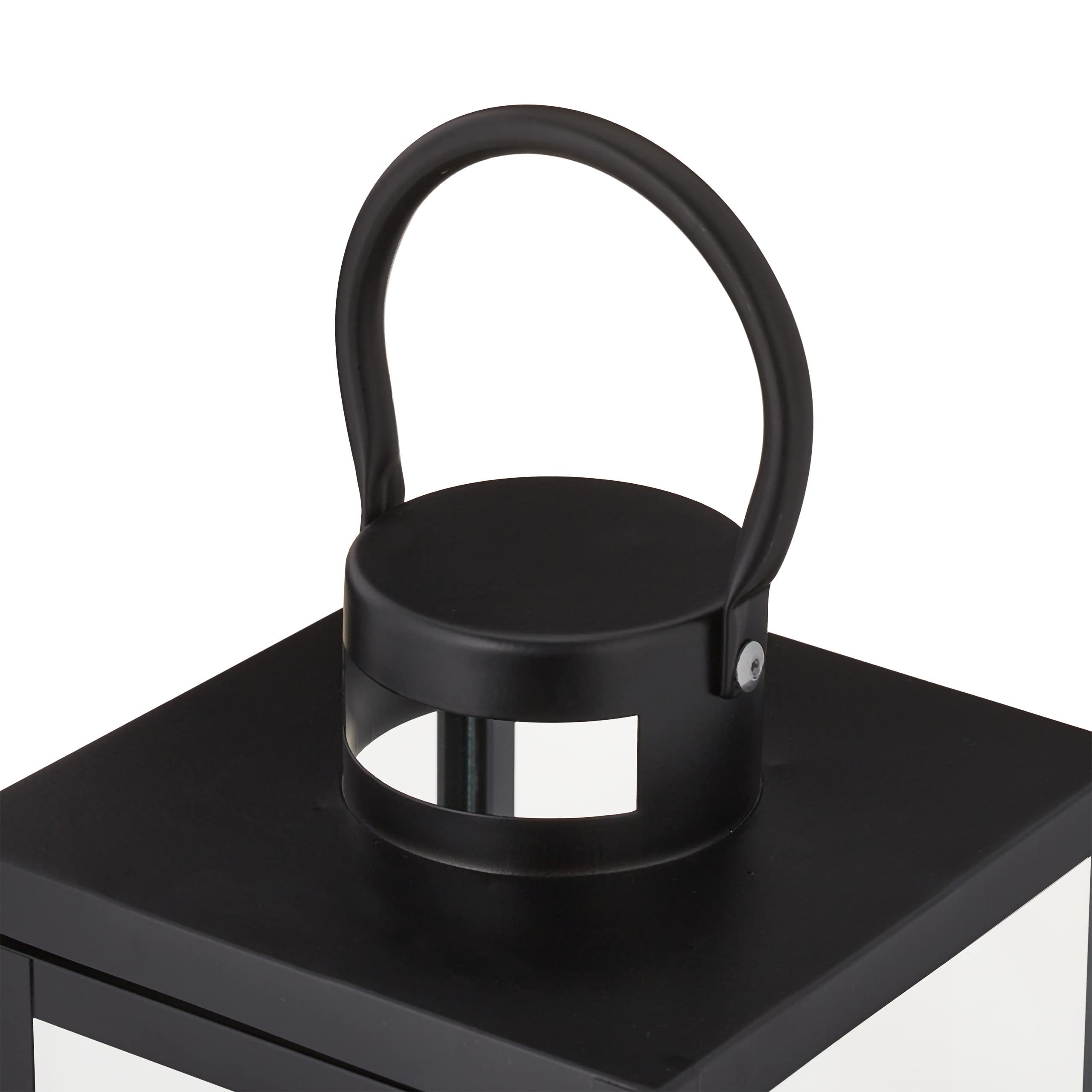Relaxdays Set 3 Portavelas, Farol Decorativo para Interior y Exterior, 3 Tamaños, Metal, Cristal, Farolillo Vela, Negro