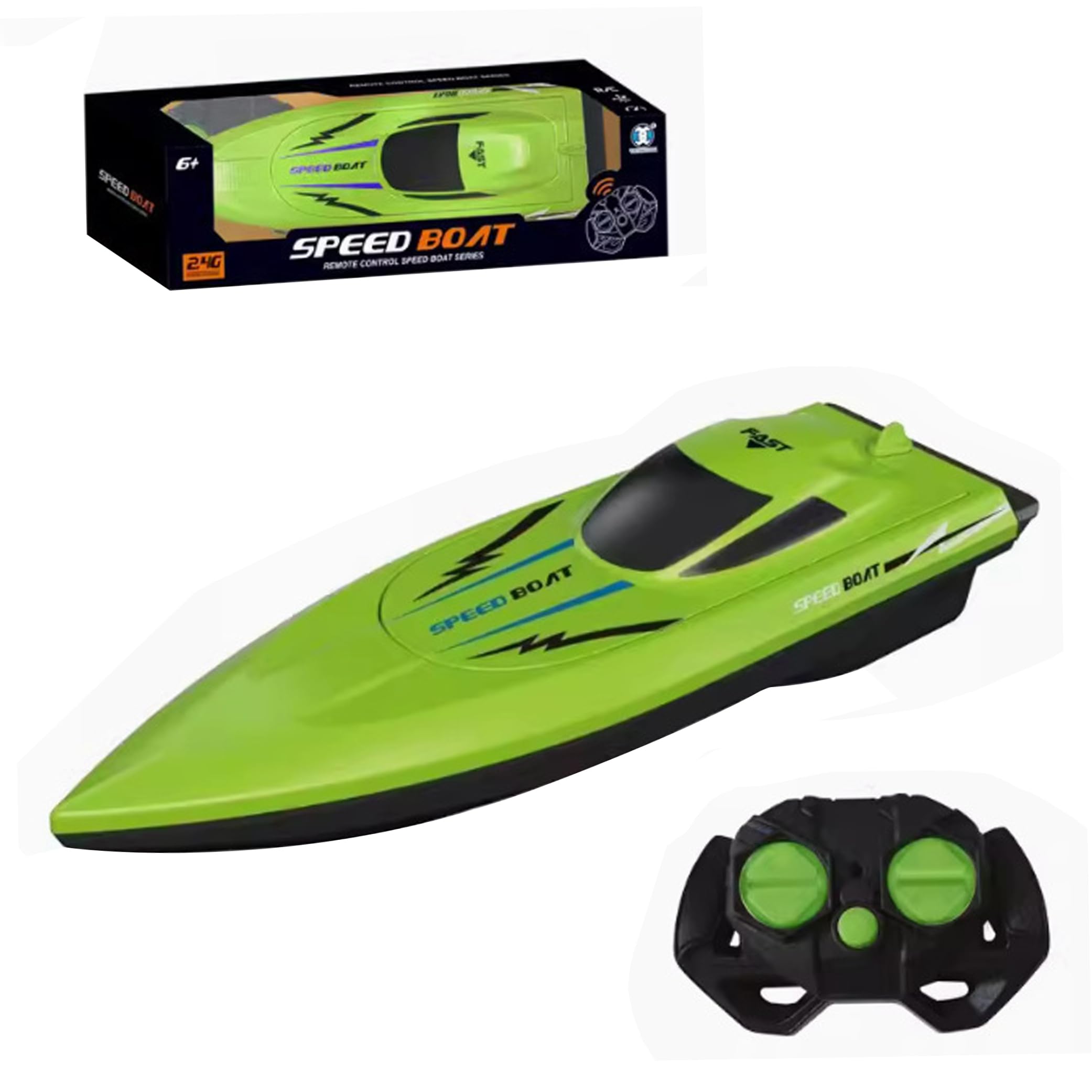 Tapallmy Rc Boat For Pool With Dual Motor Power Remote Control Boat For Lakes Waterproof Racing Toy Green
