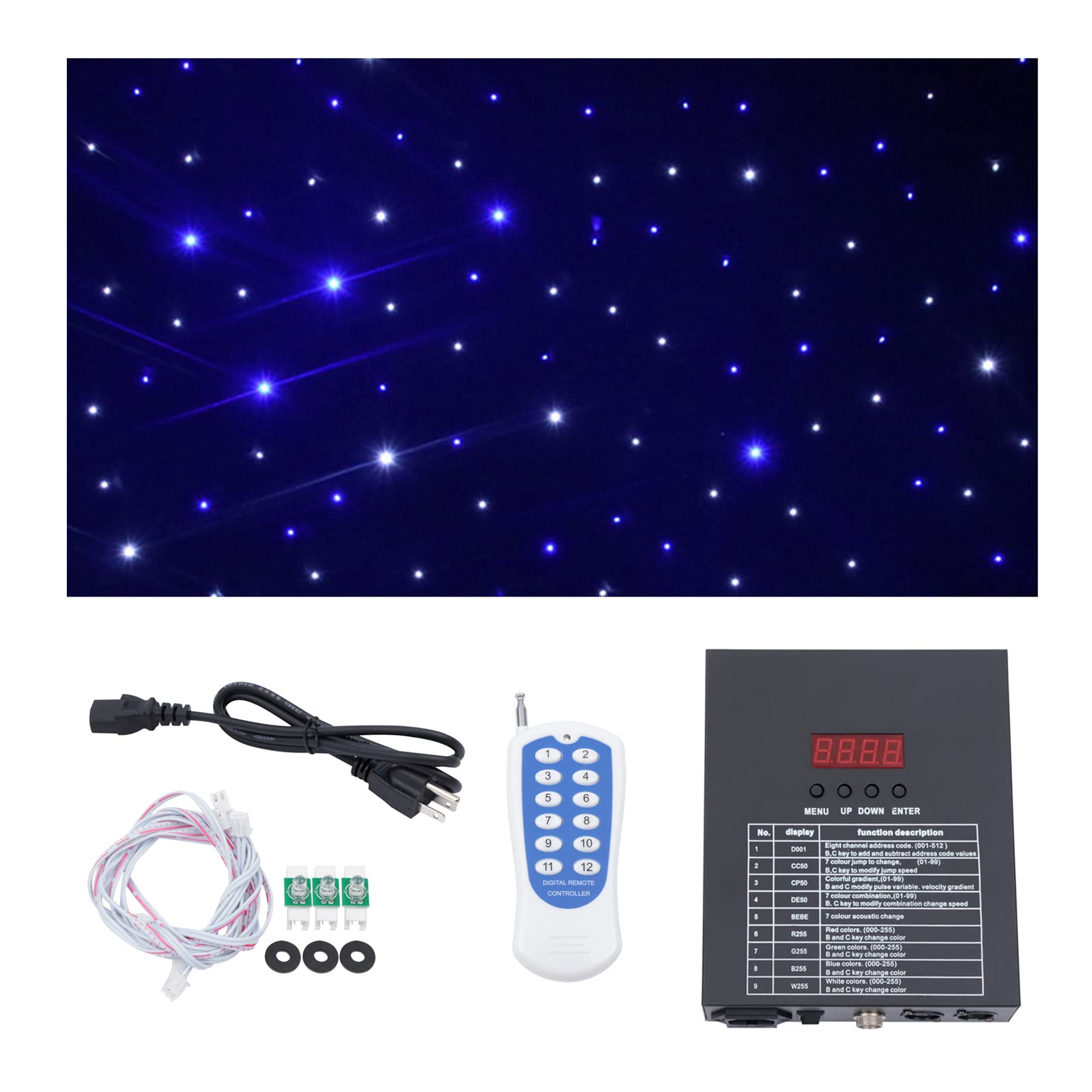 WUPYI LED Backdrop 10ft x 13ft LED Stage Sky Cloth Background Blue and White Star Curtain DMX Control for Wedding Party Band DJ Event Stage Show Decoration (Blue + White, 3m x 4m / 10ft x 13ft)