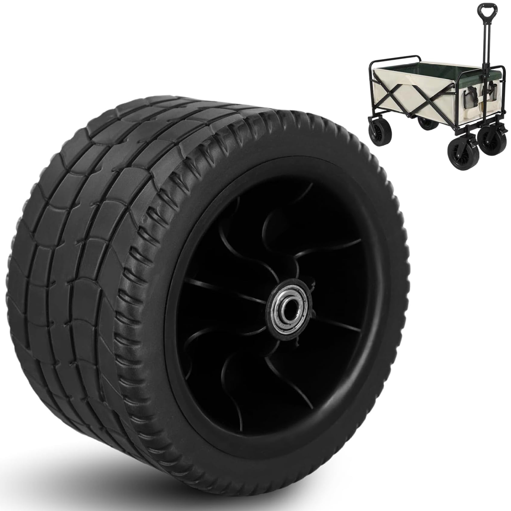 7 Inch Beach Wagon Wheels Replacement Tires, Wear-Resistant and Anti-Slip Sand Wheels for Wagon, Cart, Trolley, Garden and Outdoor Use