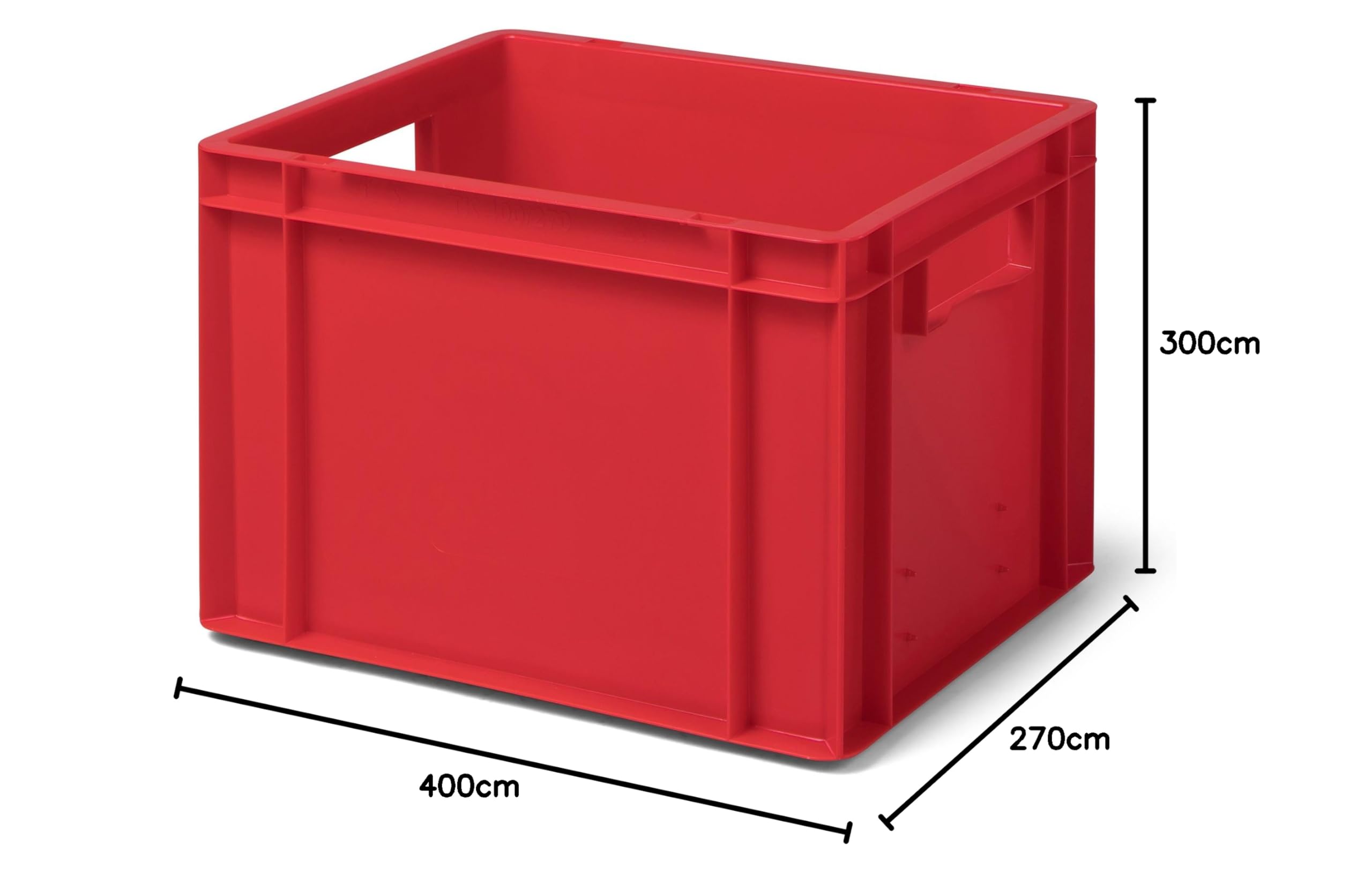 4 szt. transporter TK427-0, czerwony, 400 x 300 x 270 mm (dł. x szer. x wys.), z polipropylenu, pojemność: 23 litry, nośność: 40 kg, nadaje się do kontaktu z żywnością, Made in Germany, jakość