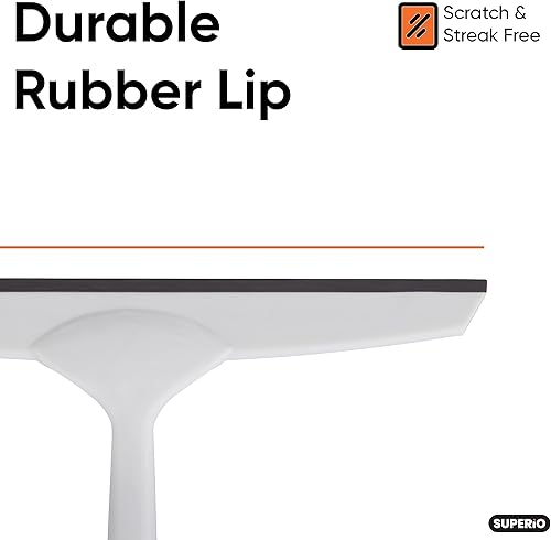 Miniatura 3 de Superio Escobilla de goma, paquete de 2, escobilla multiusos sin rayas, mango de agarre cómodo y gancho para colgar (gris, 10 pulgadas, 2 unidades)