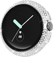 Vista 6 de Funda compatible con Google Pixel Watch 3 de 1.614 in/Pixel Watch 2/1 con protector de pantalla, cubierta protectora brillante de vidrio templado