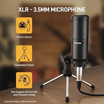 MAONO Podcast Equipment Bundle for 2 Audio mixer All-in-One Podcast Production Studio with 3.5mm Microphone for Live Streaming, Podcast Recording, PC, Smartphone, DJ MaonoCaster Lite