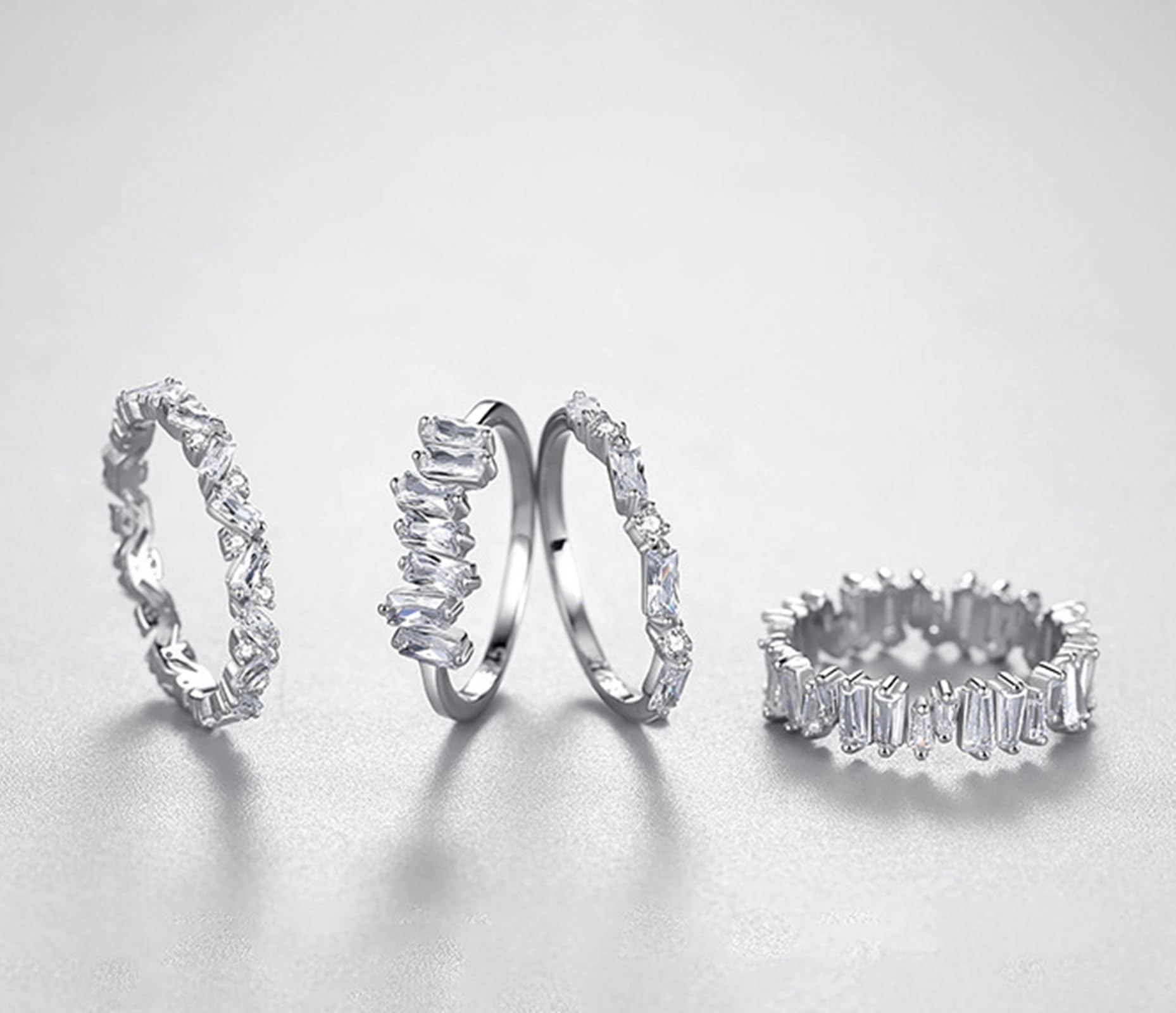 Anillo de oro para mujer, anillo de boda de oro real con diamante cultivado en laboratorio, alianzas de boda de oro blanco, media eternidad, para mujeres